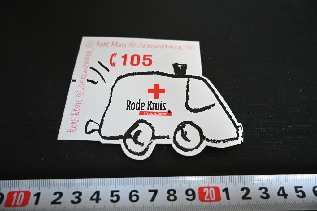sticker Rode Kruis Ziekenvervoer ambulance, Verzamelen, Ophalen, Zo goed als nieuw