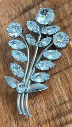 Vintage strass bloemen broche / hanger beschadigd, Ophalen of Verzenden, Gebruikt, Overige materialen