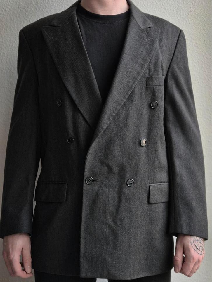 Yves Saint Laurent vintage 100% wollen blazer, Kleding | Heren, Kostuums en Colberts, Zo goed als nieuw, Maat 52/54 (L), Grijs