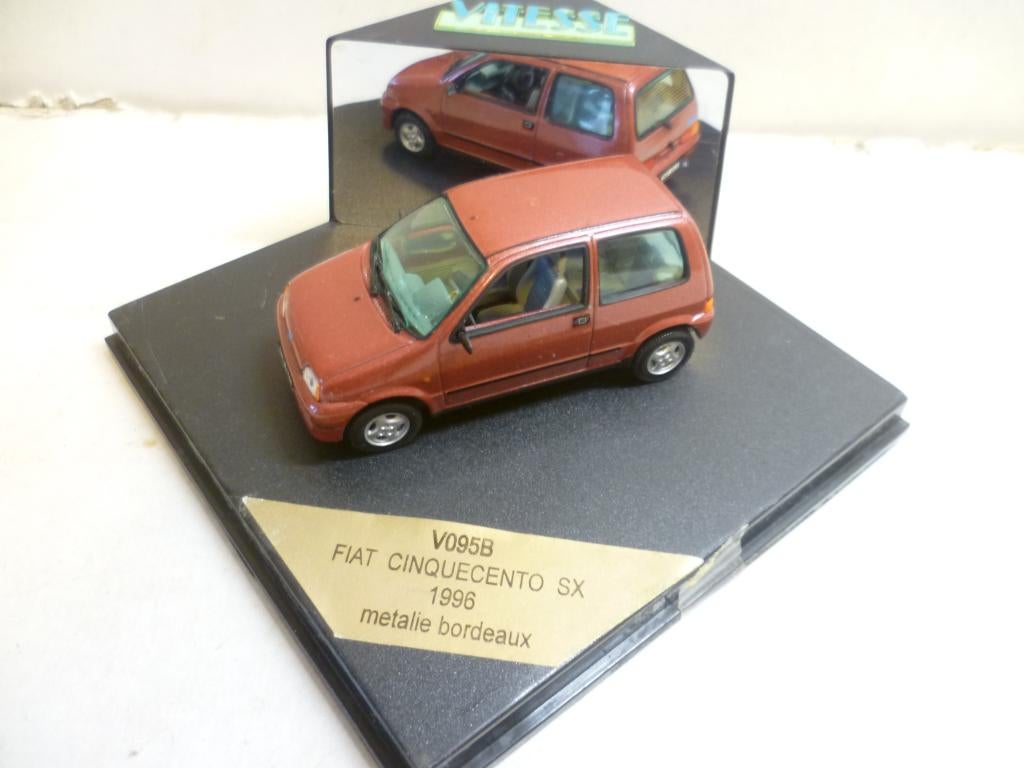 Vitesse V095B Fiat Cinquecento SX 1996 Metalic Bordeaux 1:43, Ophalen of Verzenden, Nieuw, Auto, Overige merken