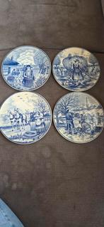 Complete set 4 jaargetijden bordjes Delfts blauw, Ophalen of Verzenden