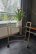 Vintage trolley barcart rookglas Hollywood regency €40,-, Ophalen, Minder dan 55 cm, Gebruikt, Glas
