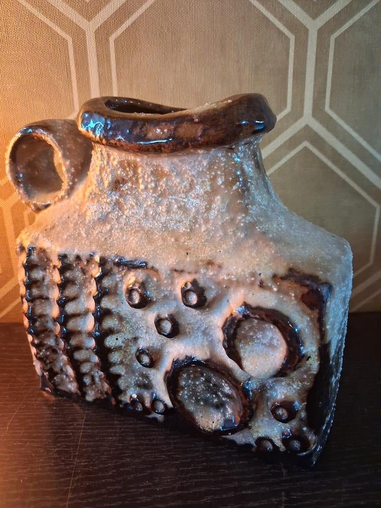 Brutalist West Germany vaas Carstens Tonnieshof Maan krater., Antiek en Kunst, Antiek | Vazen, Ophalen of Verzenden