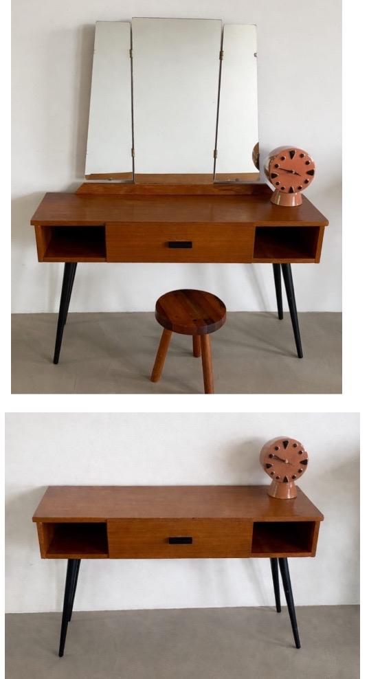 Vintage Kaptafeltje met Spiegel - Jaren '60 incl krukje, Ophalen, Gebruikt, 100 tot 150 cm, Minder dan 100 cm