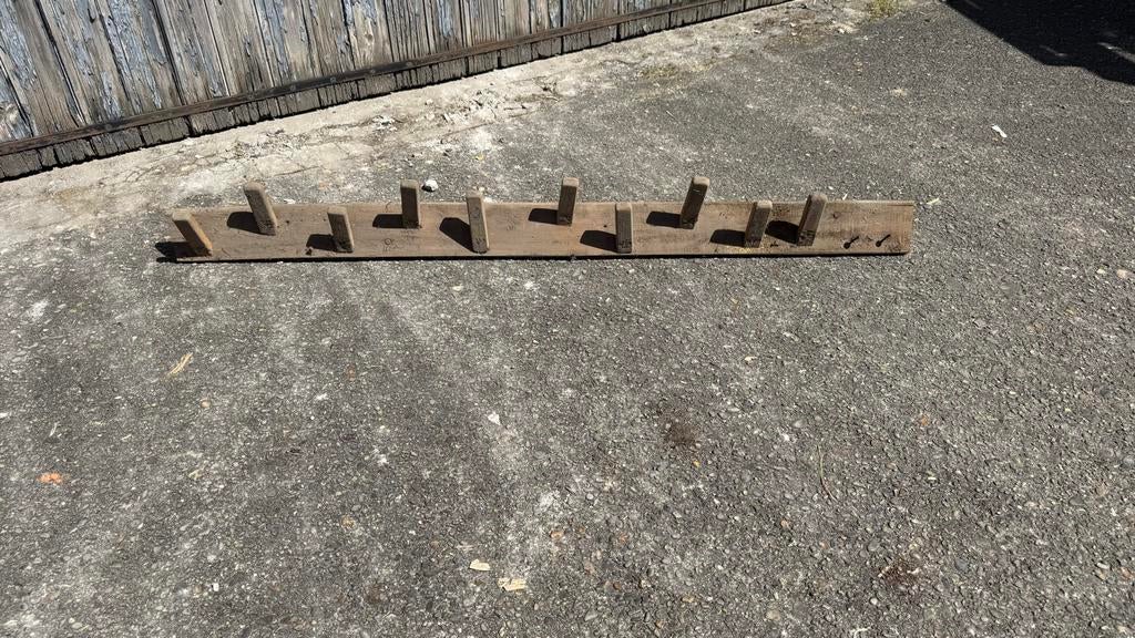 Vintage houten wandkapstok met 8 haken, Gebruikt, Minder dan 100 cm, Hout, Ophalen