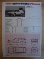 Toyota Corolla Commercial Technische Brochure 1983, Toyota, Ophalen of Verzenden, Zo goed als nieuw, Toyota
