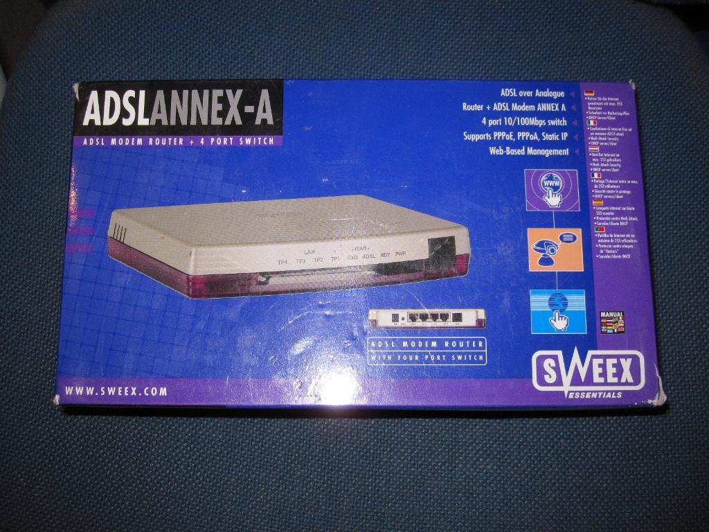 Sweex ADSL Modem Router + 4 port switch, Ophalen of Verzenden, Zo goed als nieuw, Modem
