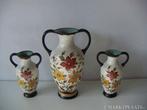 3 x Goedewaagen Gouda plateel keramiek vazen jr.ca.1960., Ophalen of Verzenden
