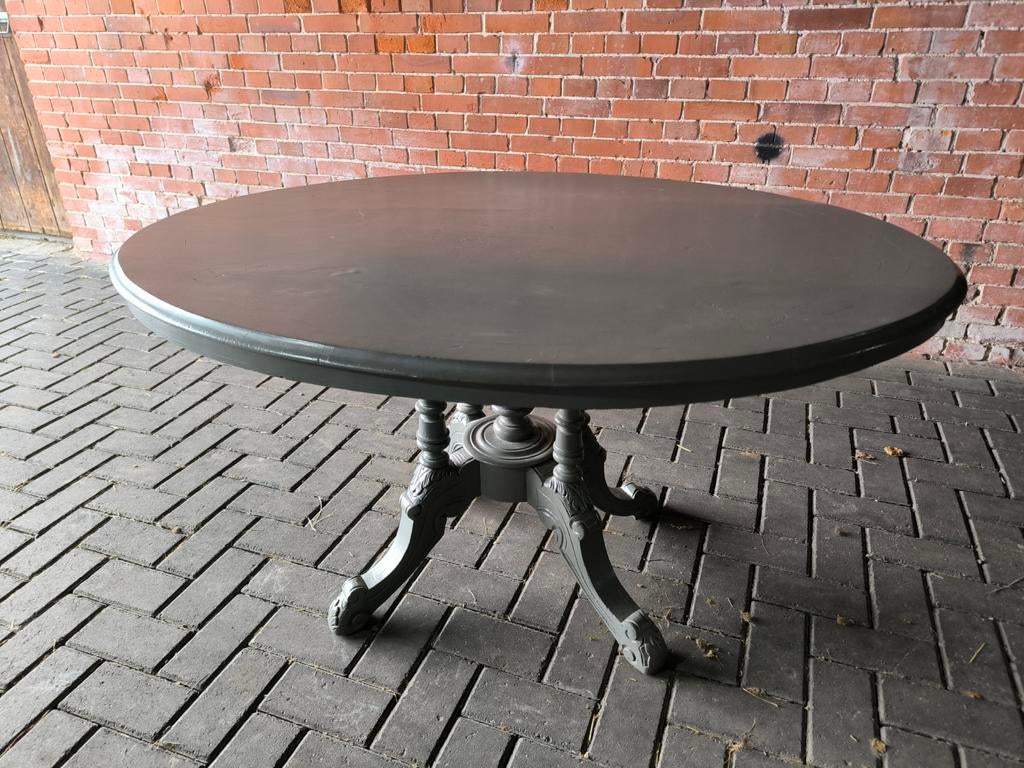 Ovale eettafel met sierlijke poot - Grijs, Huis en Inrichting, Tafels | Eettafels, Ophalen