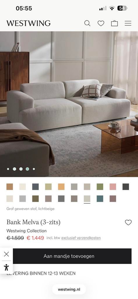 Zo goed als nieuwe Westwing Melva 3-zitsbank, Huis en Inrichting, Banken | Bankstellen, Ophalen, 100 tot 125 cm, Driepersoons