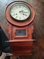 Antieke houten wandklok met Romeinse cijfers, Ophalen of Verzenden