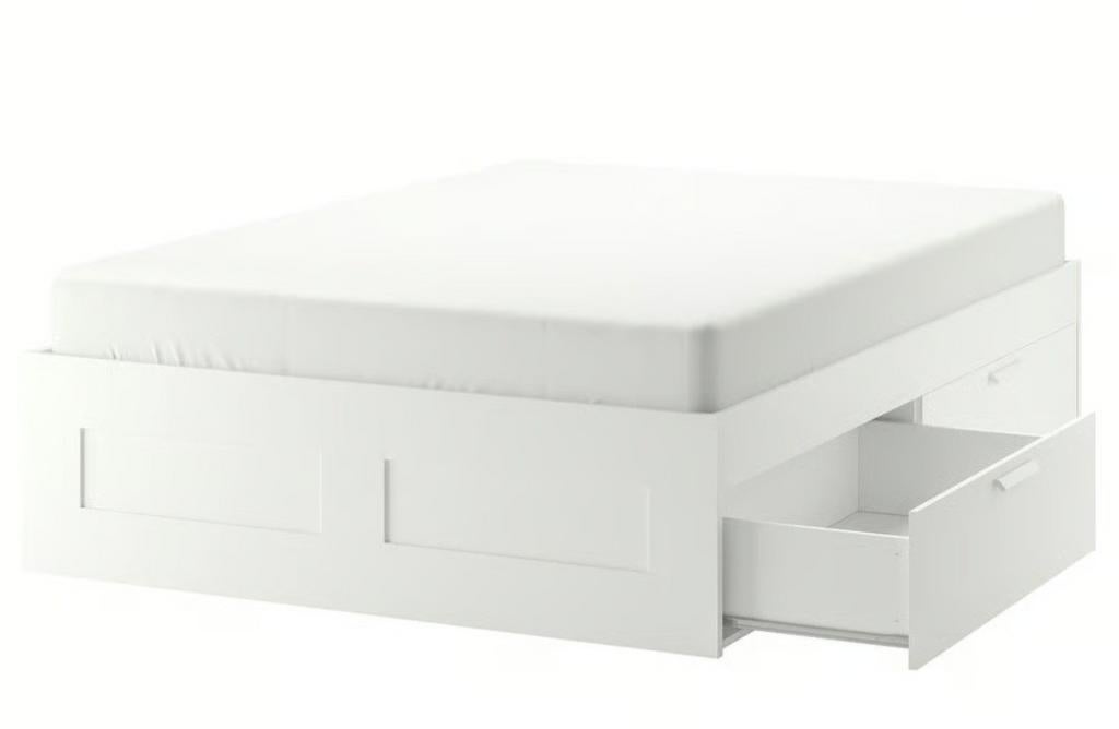 Wit bedframe met lades brimnes 160 x 200, Ophalen, Eenpersoons, Wit, Zo goed als nieuw