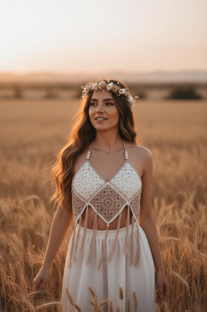 Beige Wit Granny Square Halter Top — Handgemaakt Gehaakt S/M, Kleding | Dames, Beige, Nieuw, Ophalen of Verzenden, Victorian Velvet