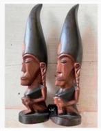 2 x houten Indonesische beelden, 20 cm, Ophalen of Verzenden