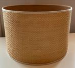 Staande lamp met raffia kap en chromen voet, 49 cm hoog, Ophalen, Zo goed als nieuw, Metaal, Minder dan 50 cm