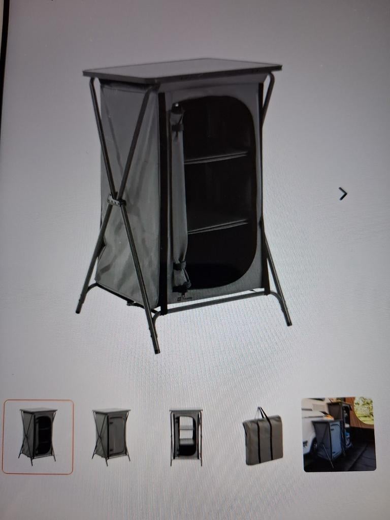 Kampeerkastje met 3 planken en werkblad, Caravans en Kamperen, Kampeermeubelen, Ophalen, Zo goed als nieuw, Campingkast