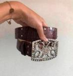 Bordeauxrode riem met brocante gesp en studs, Ophalen of Verzenden, Zo goed als nieuw, Overige kleuren