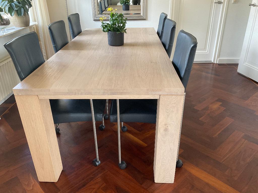 Eettafel eiken, Ophalen, 100 tot 150 cm, Eikenhout, 200 cm of meer