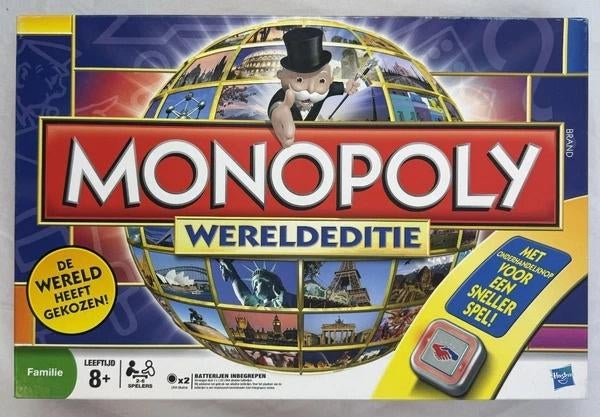 Hasbro Monopoly Wereldeditie Bordspel compleet spel 2008, Coolsingel 104, 3011 AG Rotterdam, Netherlands, Verzenden, Een of twee spelers
