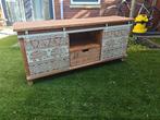 TV-meubel / Dressoir met olifanten en oosterse patronen, Ophalen, 100 tot 150 cm, Zo goed als nieuw, Bohemian, etnisch, oosters