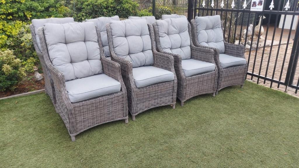 8 luxe robuuste wicker tuinstoelen, Tuin en Terras, Tuinstoelen, Ophalen, Gebruikt, Wicker