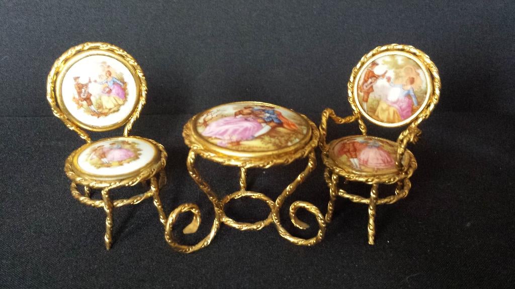 LIMOGES Porselein ~ BISTRO set Miniatuur ~ Afb. FRAGONARD, Antiek en Kunst, Ophalen of Verzenden