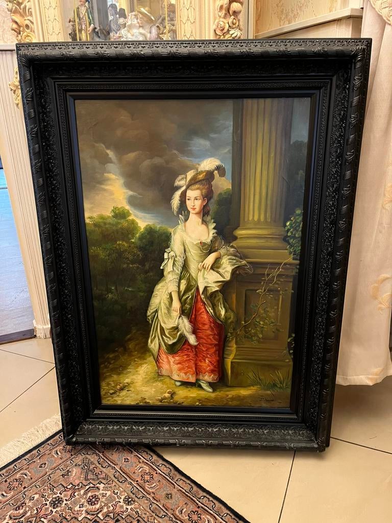 Prachtige groot olieverf portret schilderij, Ophalen of Verzenden