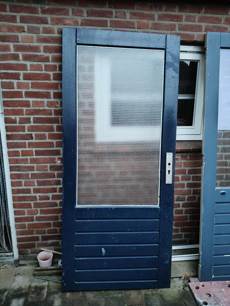 Meranti buitendeur., Doe-het-zelf en Verbouw, Deuren en Horren, Ophalen, Glas, Buitendeur, 200 tot 215 cm