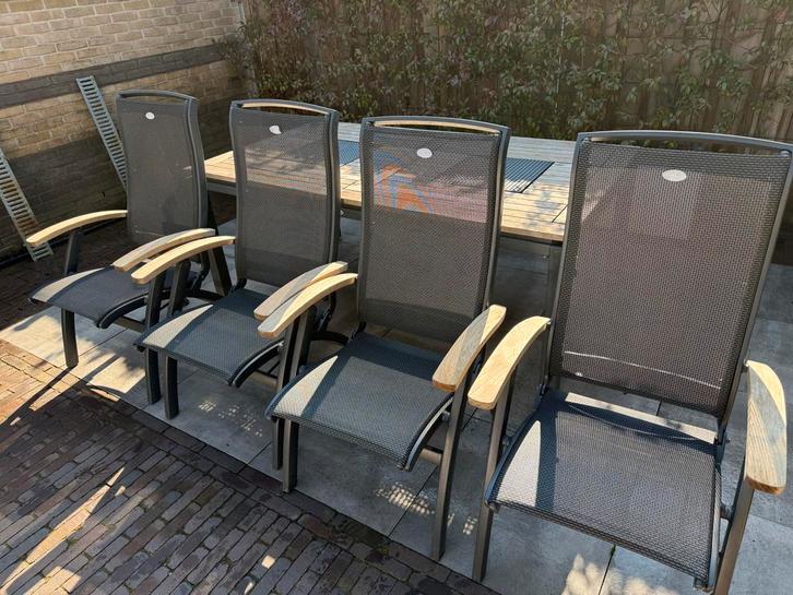 4 Hartman Da Vinci strandstoelen, Tuin en Terras, Tuinstoelen, Gebruikt, Aluminium, Verstelbaar, Ophalen