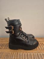 Leren lederen boots laarzen maat 39 stoer veters en rits gou, Zwart, Lage of Enkellaarzen, Ophalen of Verzenden, Zo goed als nieuw