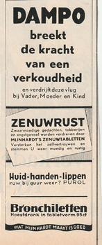 Retro reclame 1962 Mijnhardt Dampo breekt de kracht, Verzamelen, Verzenden, Overige typen