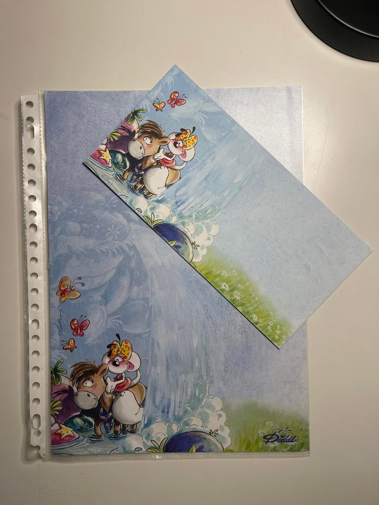 Diddl en Diddlina A4 insteekhoes en briefpapier, Verzamelen, Ophalen of Verzenden, Verschillende figuren, Gebruikt, Papier, Kaart of Schrift