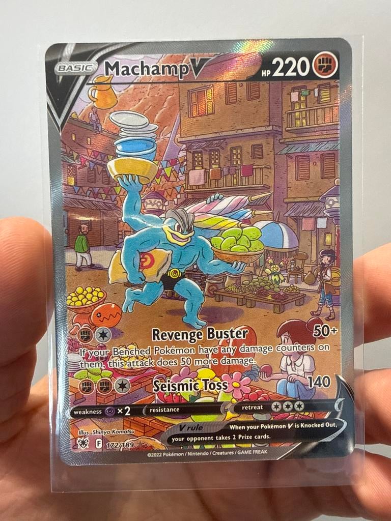 Machamp V Full Art 172/189 Astral Radiance Pokémon Kaart, Ophalen of Verzenden, Zo goed als nieuw, Losse kaart, Foil