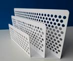 Witte geperforeerde metalen bureauorganizer/brievenhouder, Ophalen of Verzenden, Gebruikt