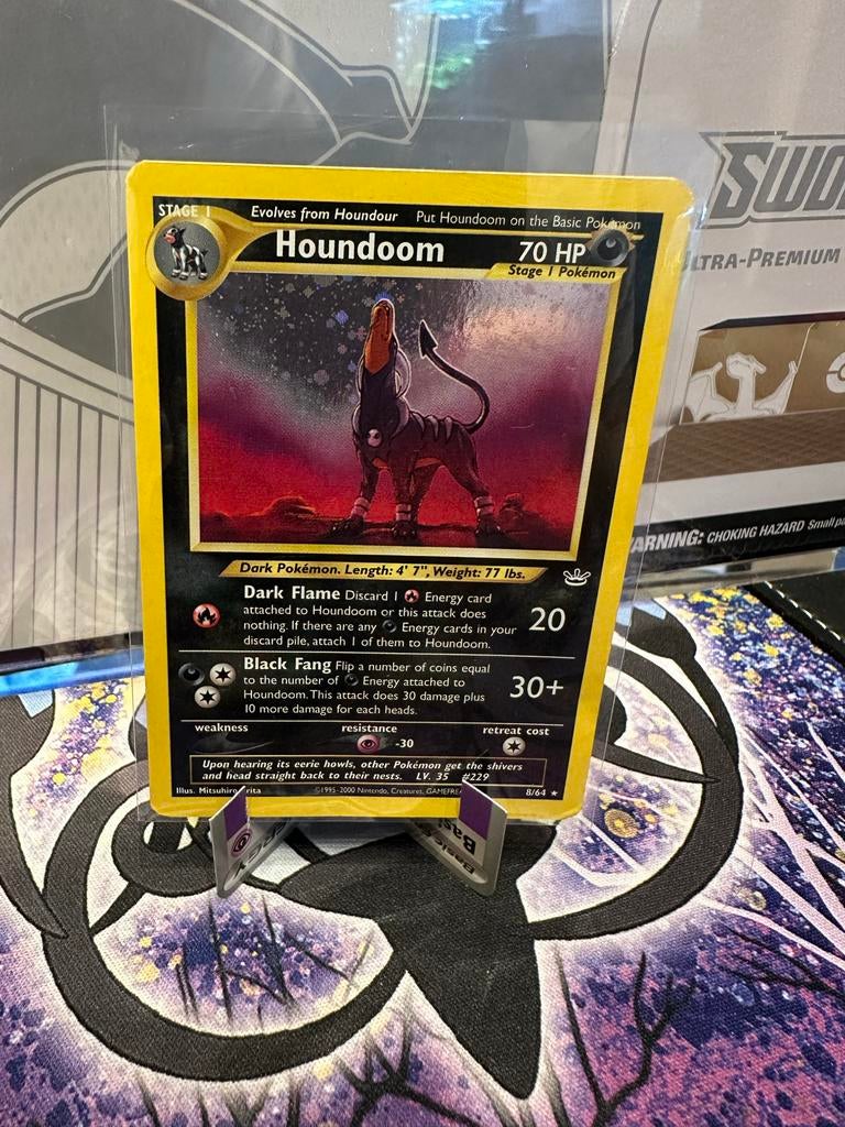 Pokémon Kaart: Houndoom (Neo Discovery 8/75) - Zeldzaam!, Ophalen of Verzenden, Zo goed als nieuw, Losse kaart