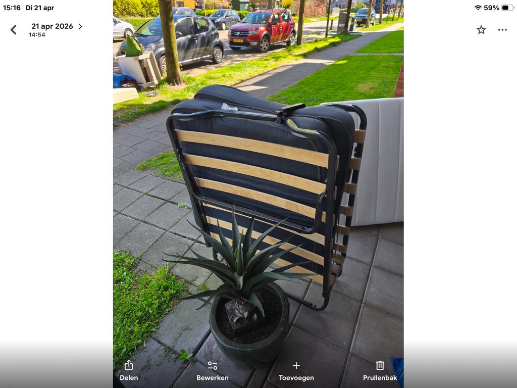 Opvouwbaar logeerbed met matras, Eenpersoons, Zwart, Ophalen of Verzenden, 80 cm