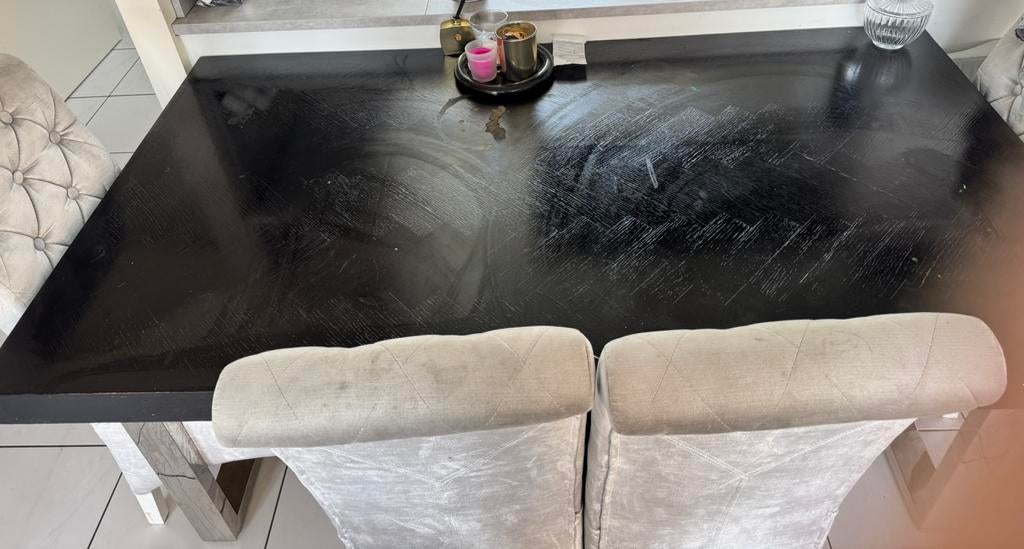 Zwarte eettafel set met 4 stoelen, Huis en Inrichting, Zo goed als nieuw, Minder dan 50 cm, Rechthoekig, 50 tot 100 cm