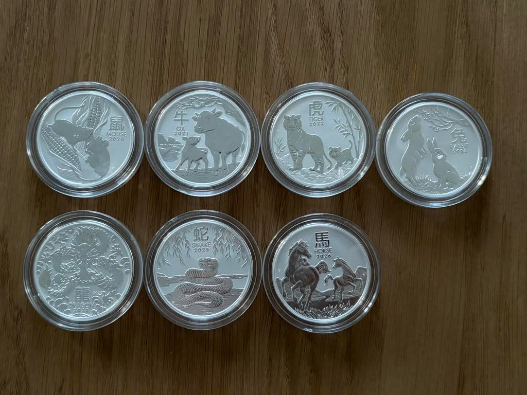 Tot nu toe complete lunar 3 serie in 2 ounce zilver, Ophalen of Verzenden, Zilver