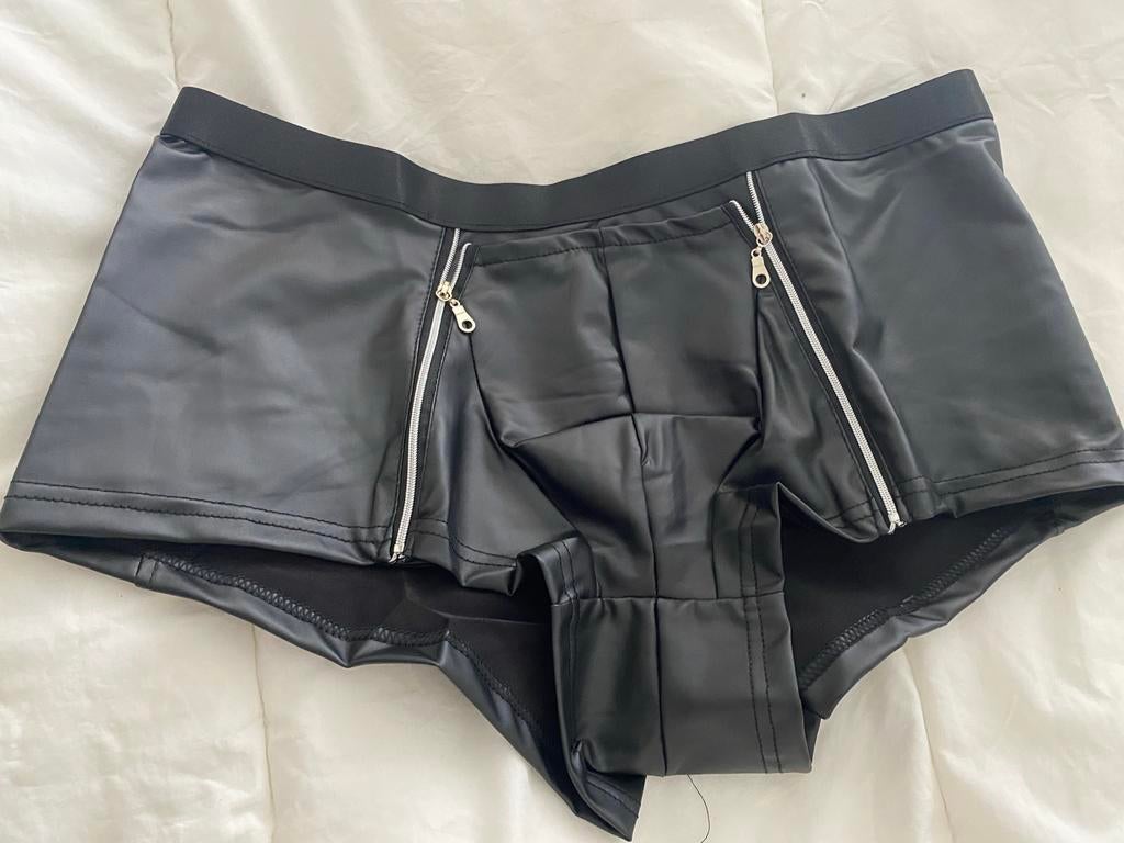 Zwarte nep leren heren onderbroek, Kleding | Heren, Ondergoed, Verzenden, Zwart, Slip