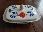 Vintage Boerenbont Boch botervloot met bloemmotief, Antiek en Kunst, Antiek | Keramiek en Aardewerk, Ophalen of Verzenden