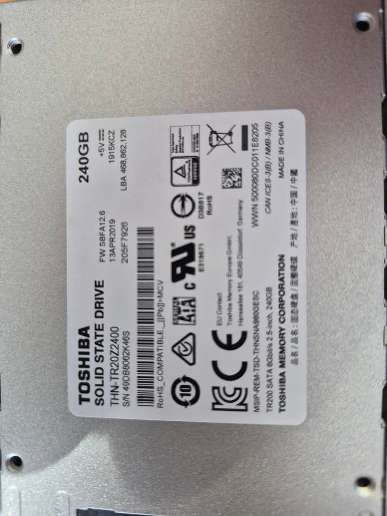 Toshiba 240GB SSD, Computers en Software, Harde schijven, Ophalen of Verzenden
