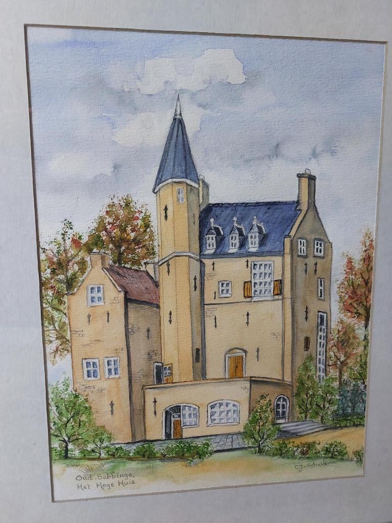 Schilderij Oud-Sabbinge, Het Hoge Huis, Ophalen of Verzenden