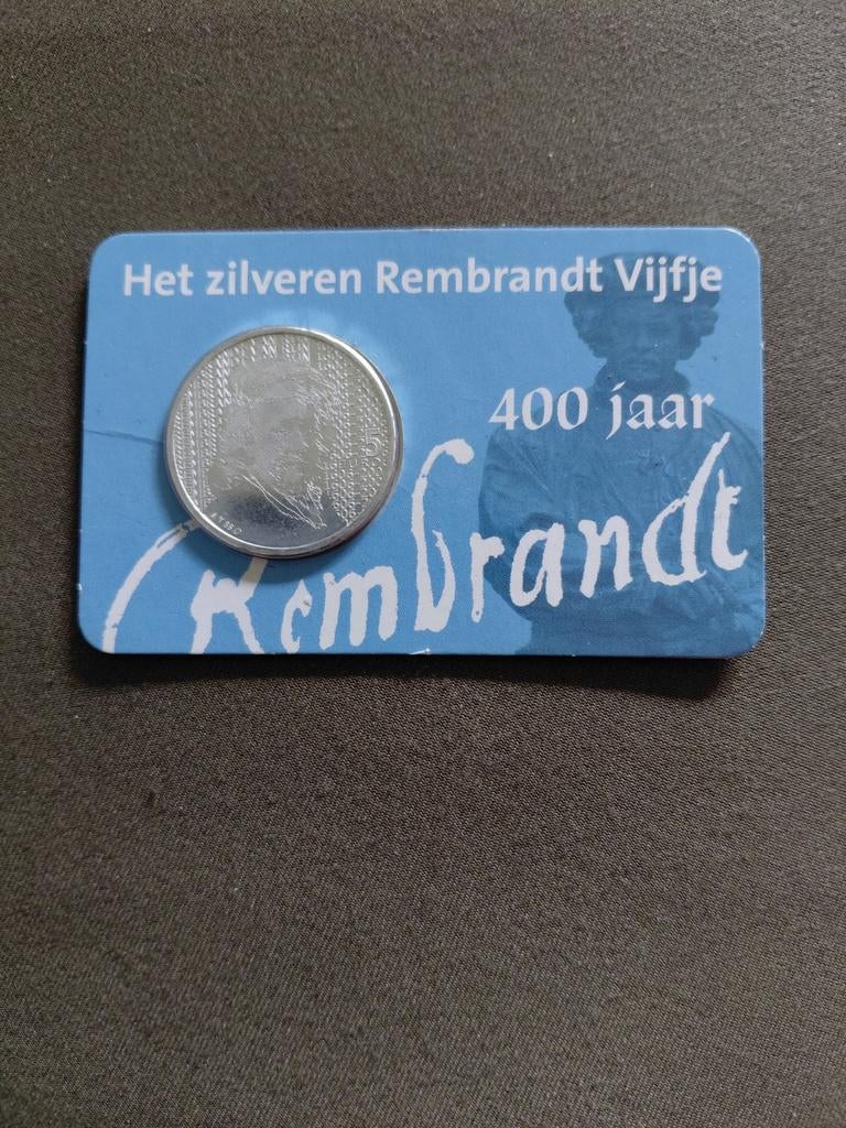 Rembrandt vijfje, Postzegels en Munten, Ophalen, Koningin Beatrix, Euro's, Zilver