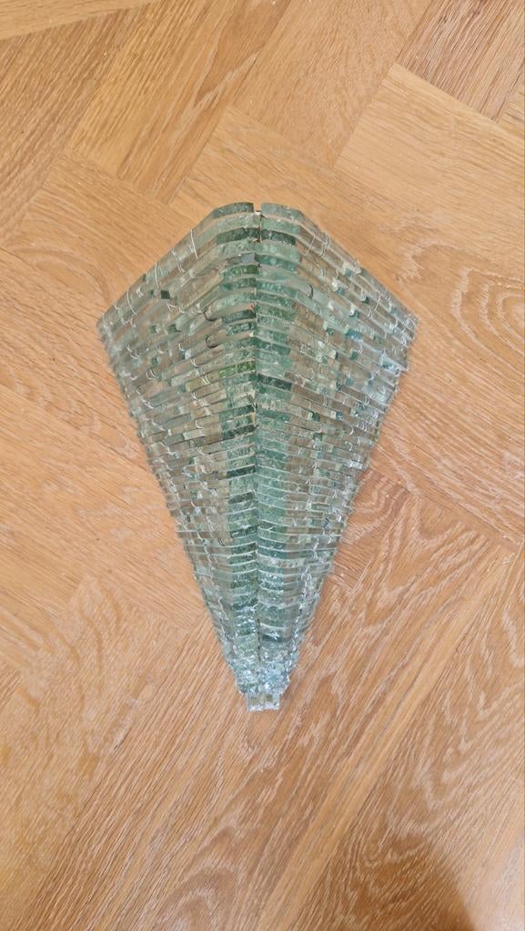 Prachtige Brutalistische Vintage Wandlamp - Ijsglas & Metaal, Ophalen