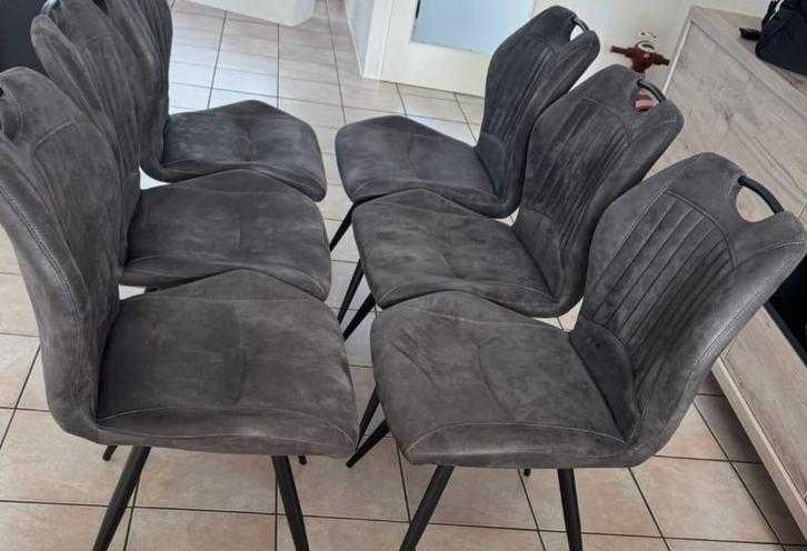 Eetkamerstoelen grijs x6 set (nieuwprijs 650,-), Huis en Inrichting, Stoelen, Zo goed als nieuw, Vijf, Zes of meer stoelen, Overige materialen