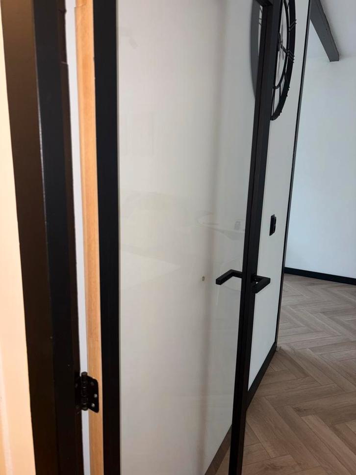 Stalen Look Binnendeur met Glas - Zwart, Doe-het-zelf en Verbouw, Deuren en Horren, Zo goed als nieuw, Binnendeur, 200 tot 215 cm