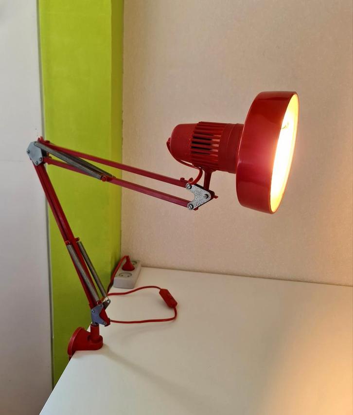 Vintage klemlamp / architectenlamp / tafellamp verstelbaar, Huis en Inrichting, Lampen | Tafellampen, Gebruikt, 50 tot 75 cm, Metaal