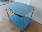 Bijzettafel, blauw met wielen, Minder dan 55 cm, Ophalen of Verzenden, Zo goed als nieuw, Rechthoekig