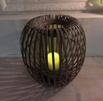 Windlicht kandelaar riviera maison kaars lamp bamboe riet beschikbaar voor biedingen