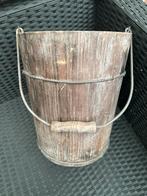 Houten emmer met metalen handvat, Huis en Inrichting, Gebruikt, 50 tot 100 cm, Ophalen of Verzenden, Minder dan 50 cm